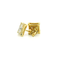 10k Yellow Gold Diamond Earrings | 0.62ctw Round & Baguette Natural Diamonds, 9.5mm