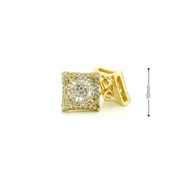 10k Yellow Gold Diamond Earrings | 0.62ctw Round & Baguette Natural Diamonds, 9.5mm
