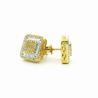 10k Yellow Gold Diamond Earrings | 0.78ctw Round & Baguette Natural Diamonds, 11.5mm