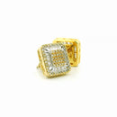 10k Yellow Gold Diamond Earrings | 0.78ctw Round & Baguette Natural Diamonds, 11.5mm