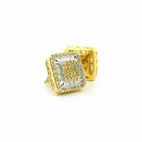 10k Yellow Gold Diamond Earrings | 0.78ctw Round & Baguette Natural Diamonds, 11.5mm