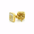 10k Yellow Gold Diamond Earrings | 0.78ctw Round & Baguette Natural Diamonds, 11.5mm