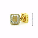 10k Yellow Gold Diamond Earrings | 0.78ctw Round & Baguette Natural Diamonds, 11.5mm