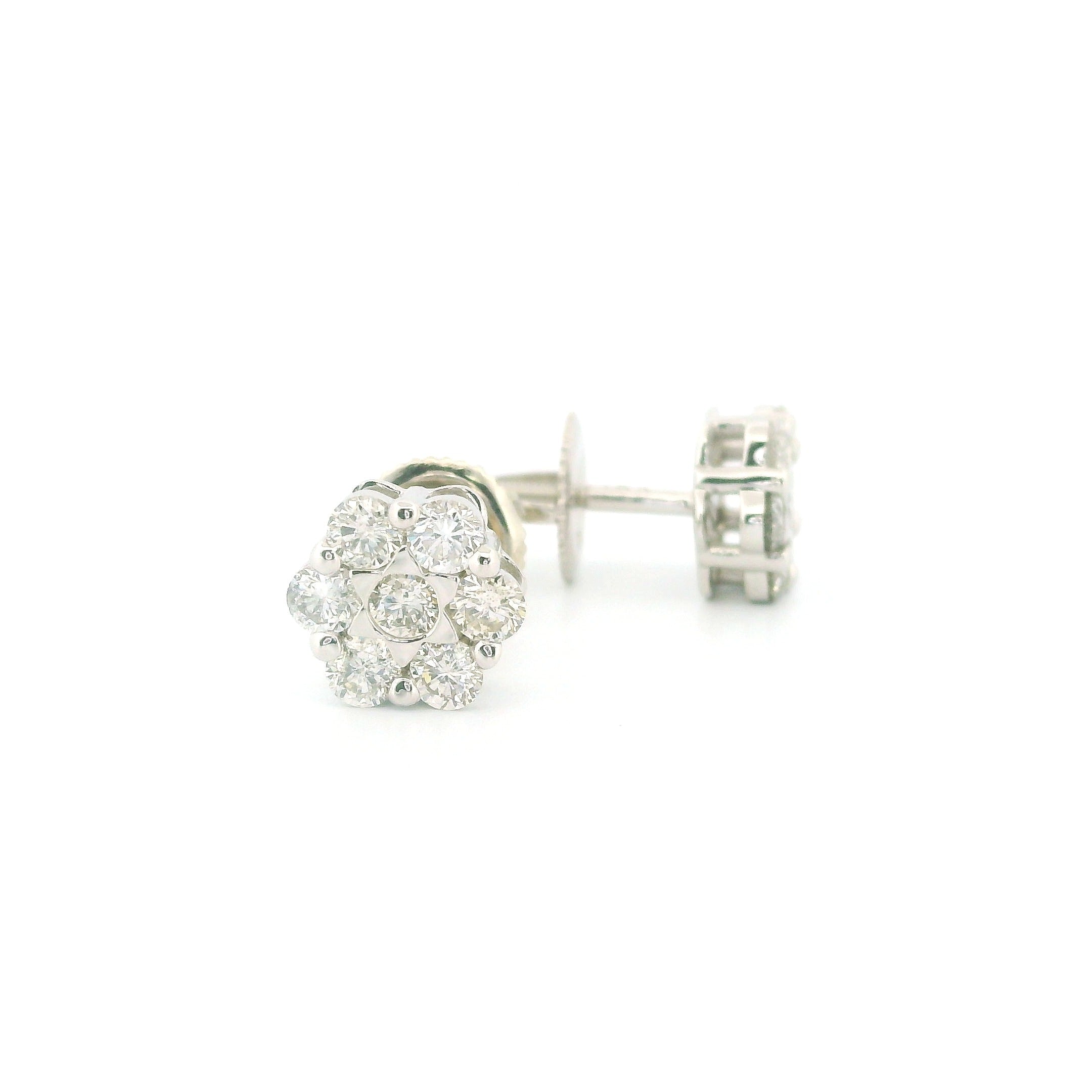 14k White Gold Diamond Earrings | 1.00ctw Round Natural Diamonds, 7mm