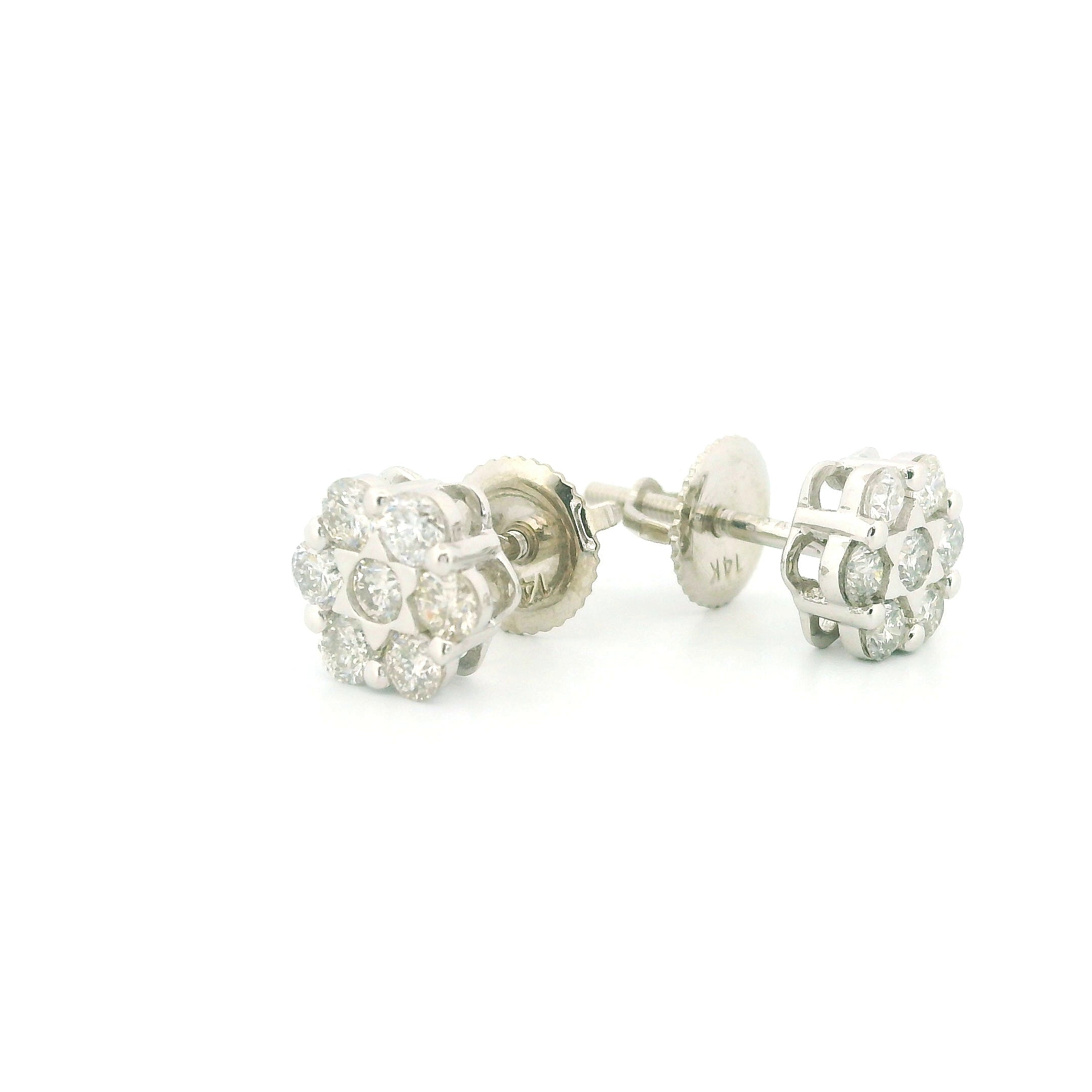 14k White Gold Diamond Earrings | 0.71ctw Round Natural Diamonds, 7mm