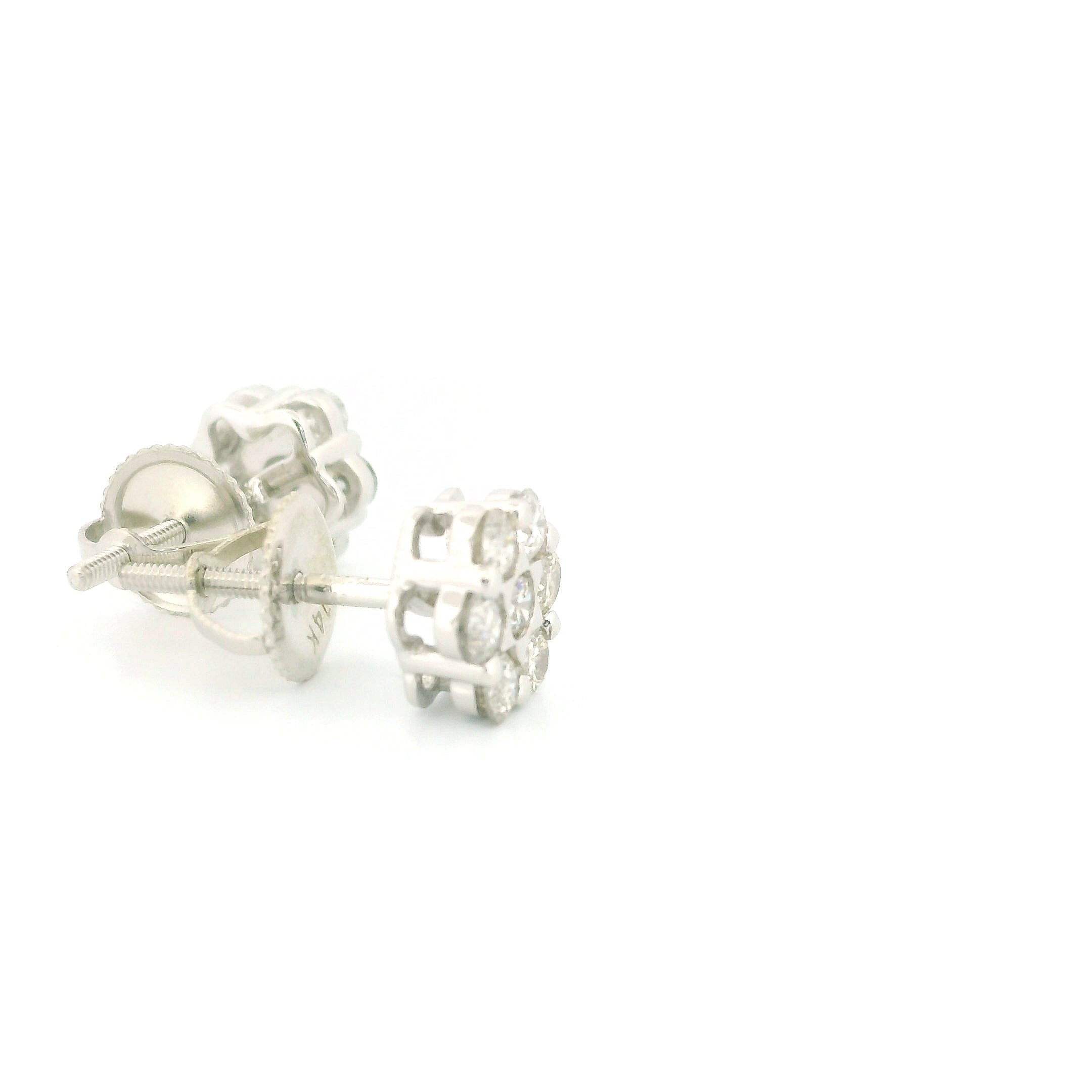 14k White Gold Diamond Earrings | 0.71ctw Round Natural Diamonds, 7mm