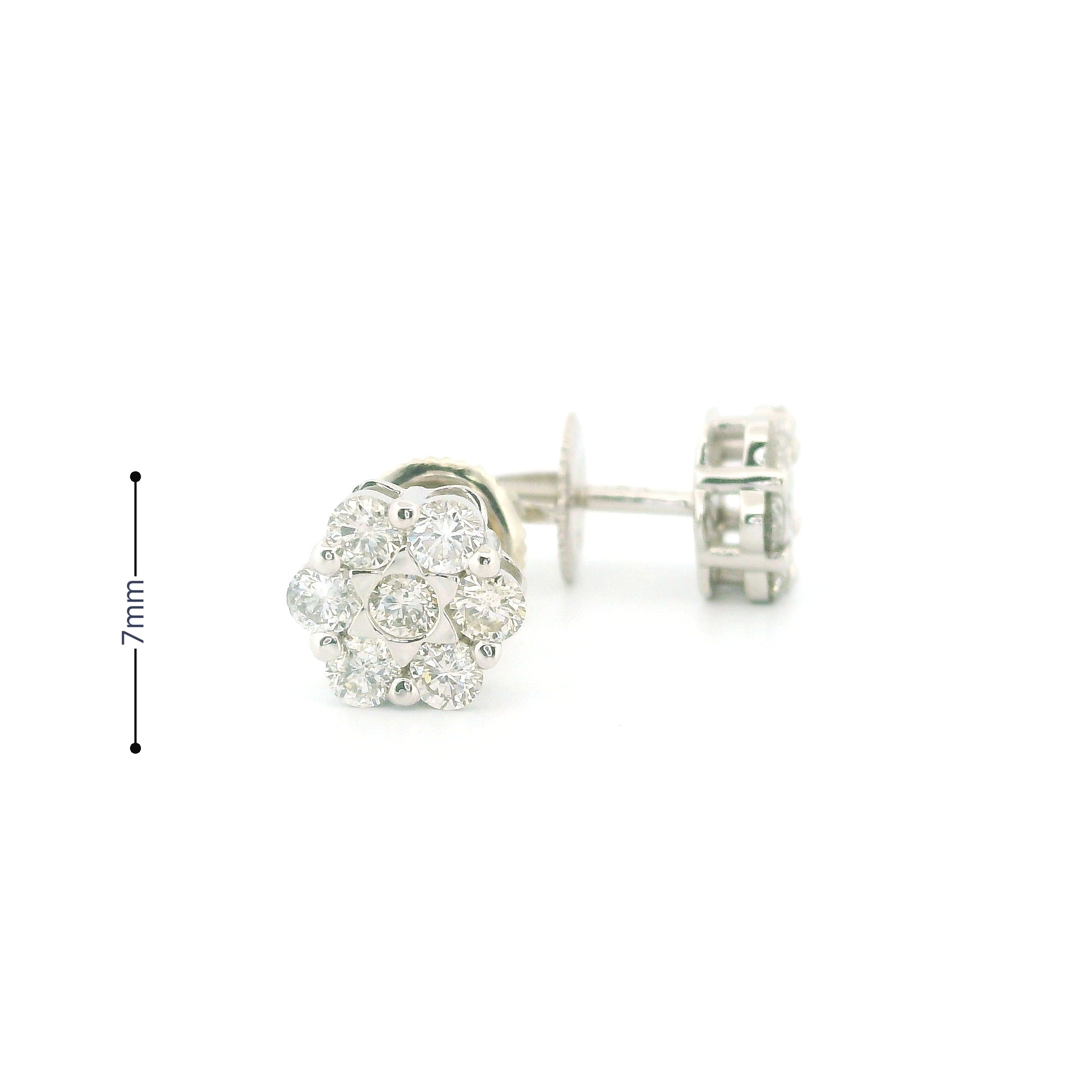14k White Gold Diamond Earrings | 0.71ctw Round Natural Diamonds, 7mm