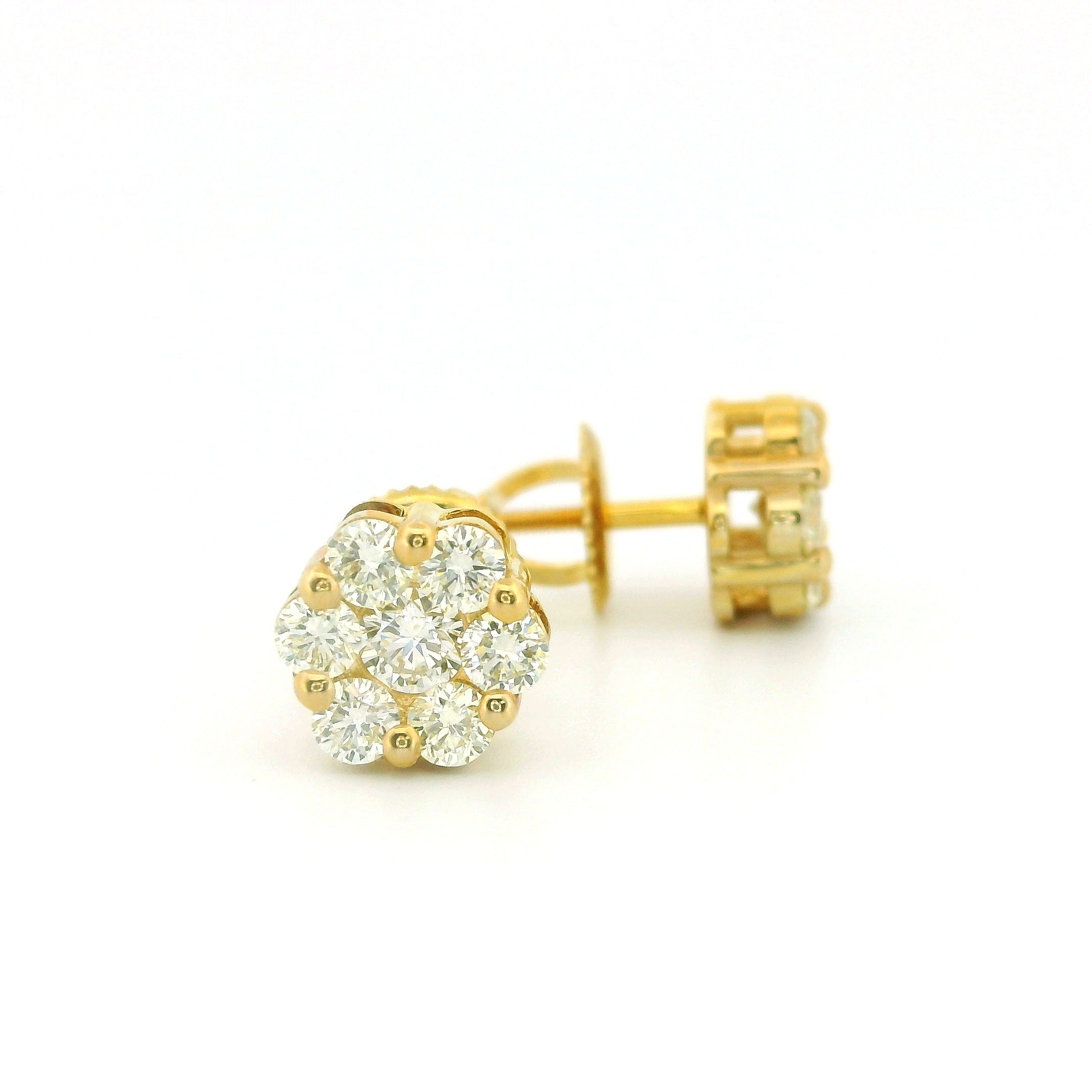 14k Yellow Gold Diamond Earrings | 2.00ctw Round Natural Diamonds, 9mm