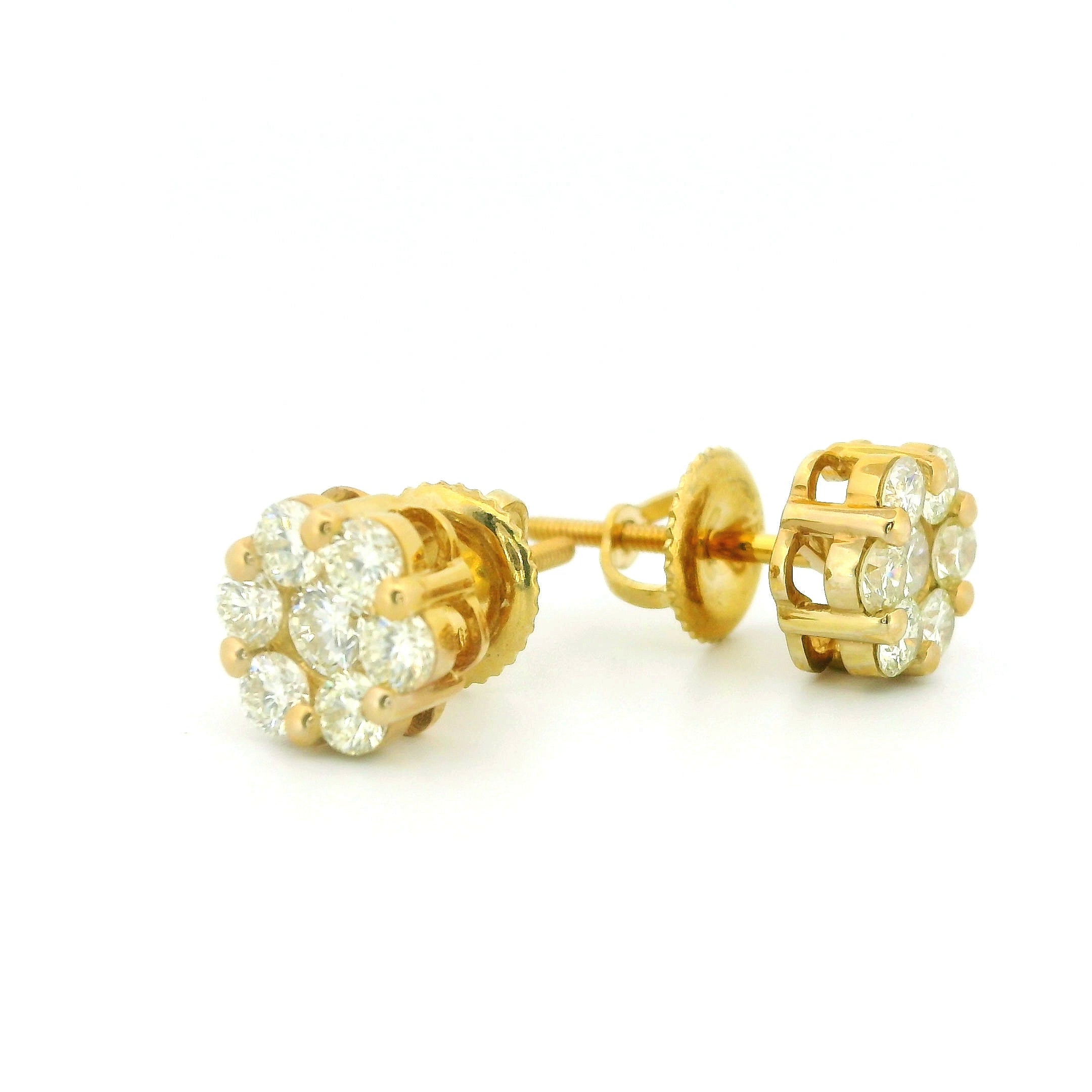 14k Yellow Gold Diamond Earrings | 2.00ctw Round Natural Diamonds, 9mm