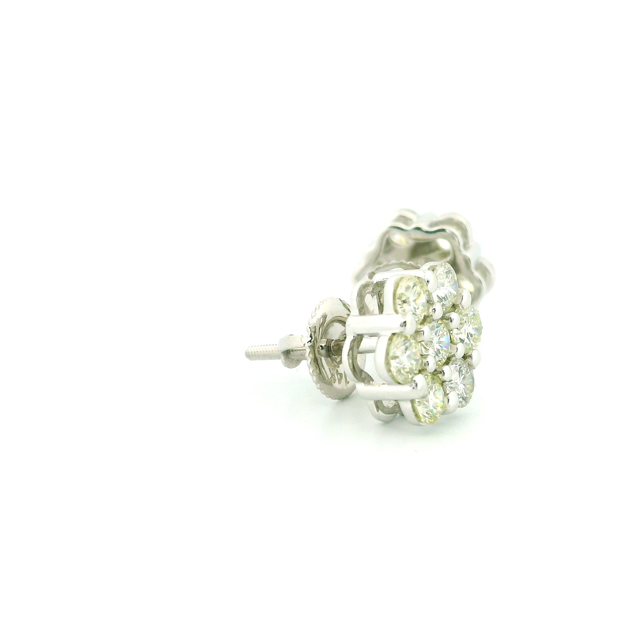 14k White Gold Diamond Earrings | 1.80ctw Round Natural Diamonds, 9mm