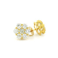 14k Yellow Gold Diamond Earrings | 2.00ctw Round Natural Diamonds, 10mm