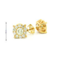 14k Yellow Gold Diamond Earrings | 0.95ctw Round Natural Diamonds, 8mm