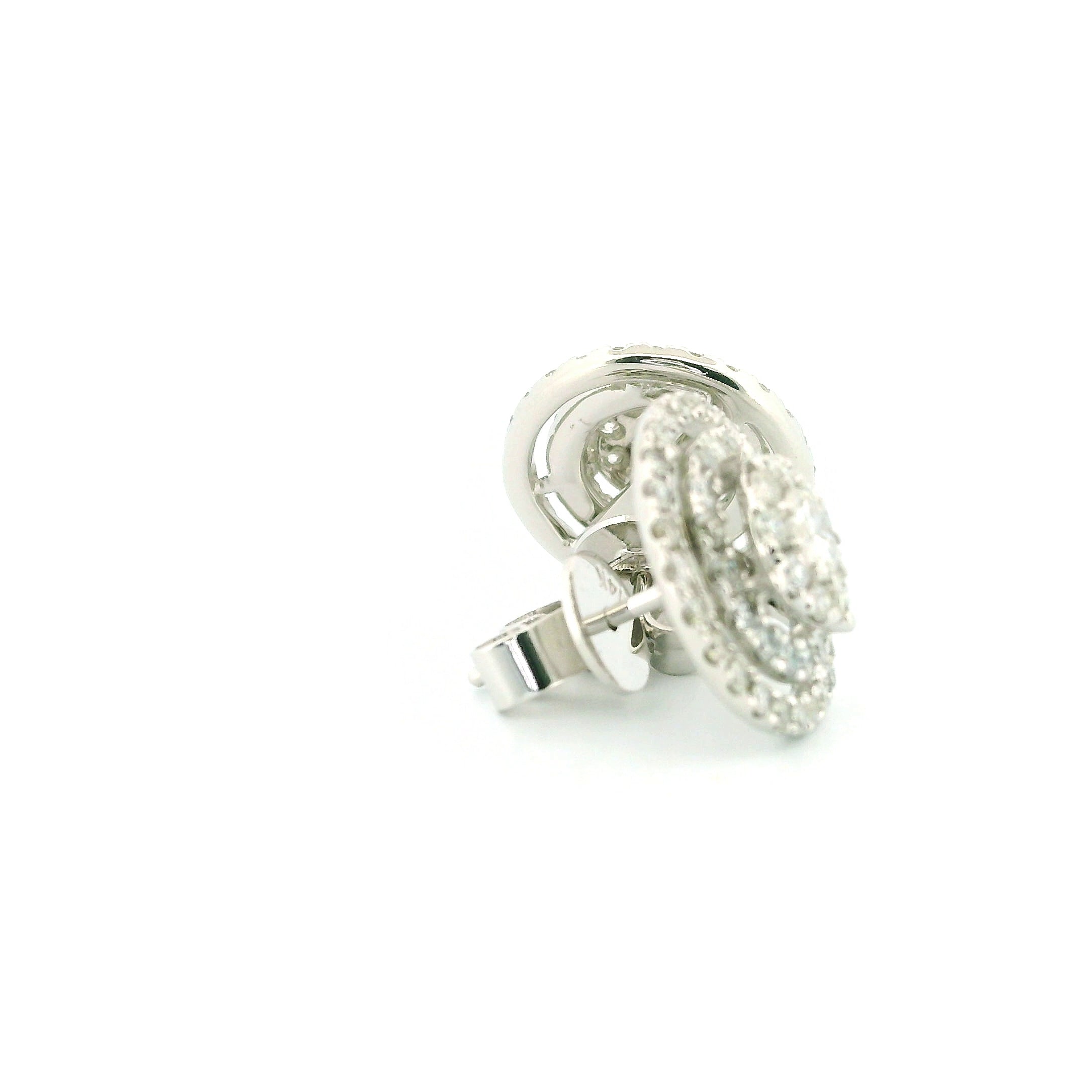 14k White Gold Diamond Earrings | 1.25ctw Round Natural Diamonds, 13mm