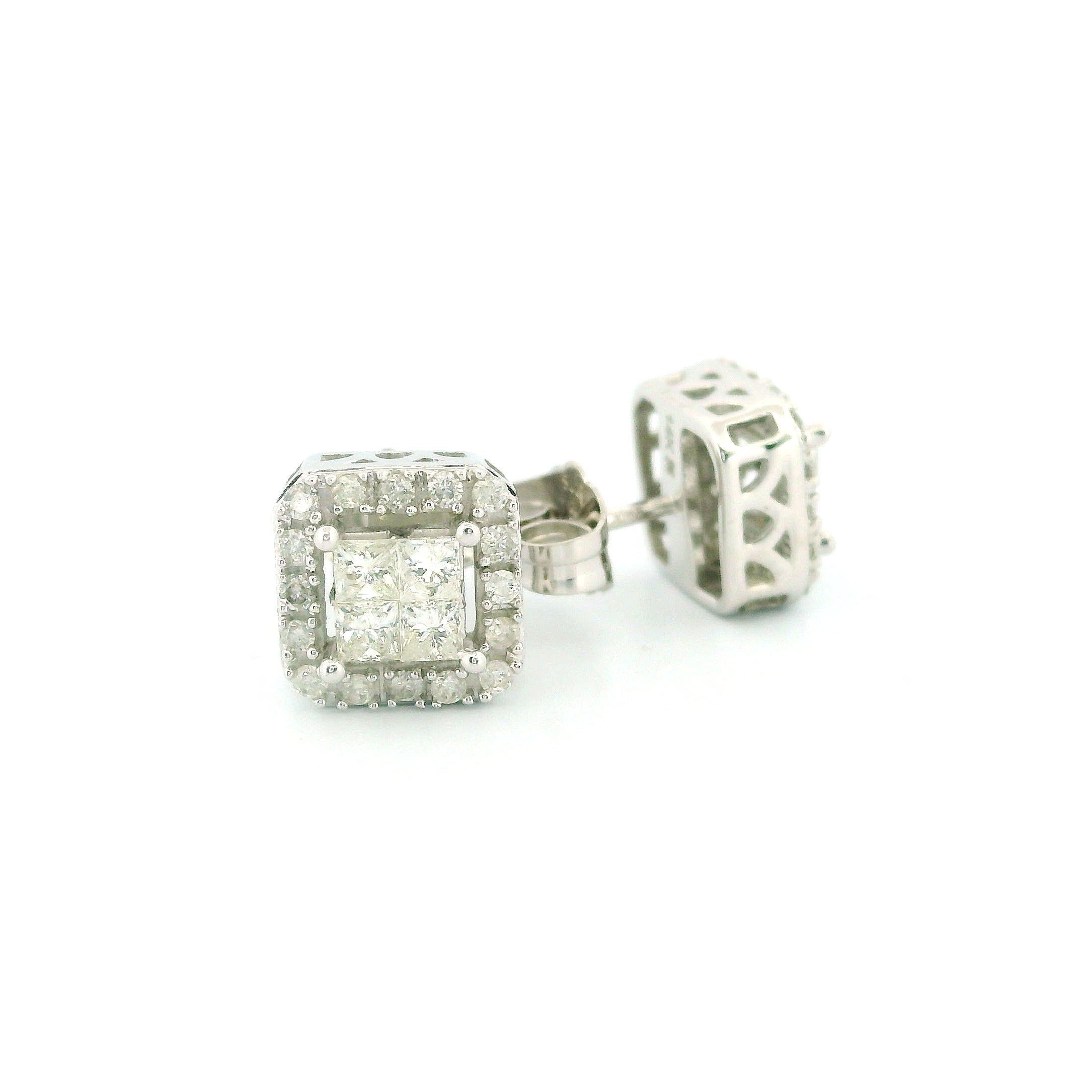 14k White Gold Diamond Earrings | 0.50ctw Round Natural Diamonds, 4mm