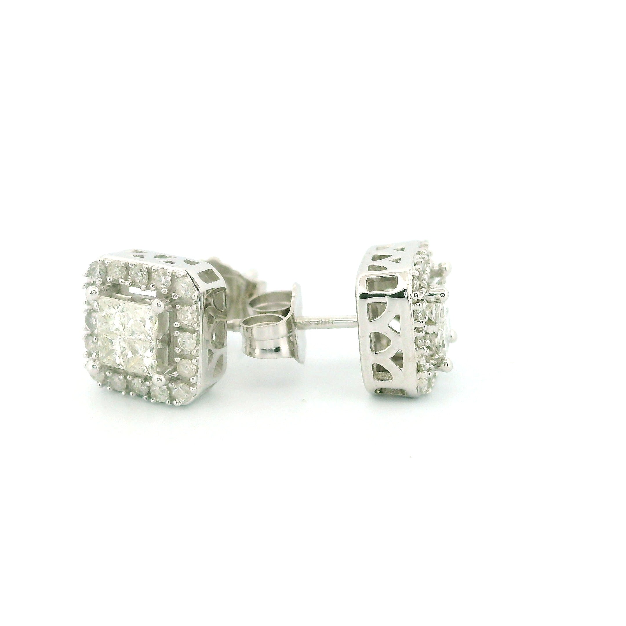 14k White Gold Diamond Earrings | 0.50ctw Round Natural Diamonds, 4mm