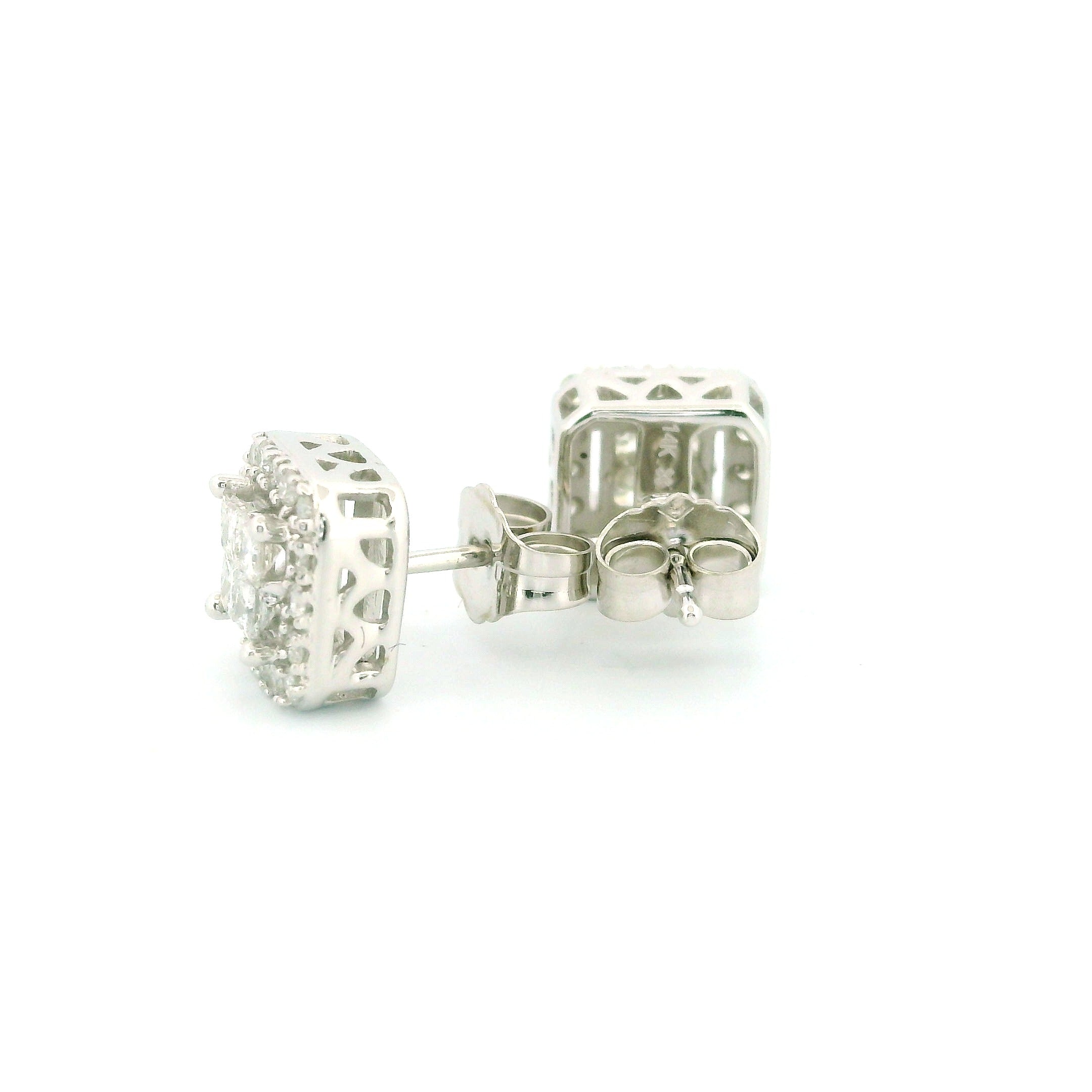 14k White Gold Diamond Earrings | 0.50ctw Round Natural Diamonds, 4mm