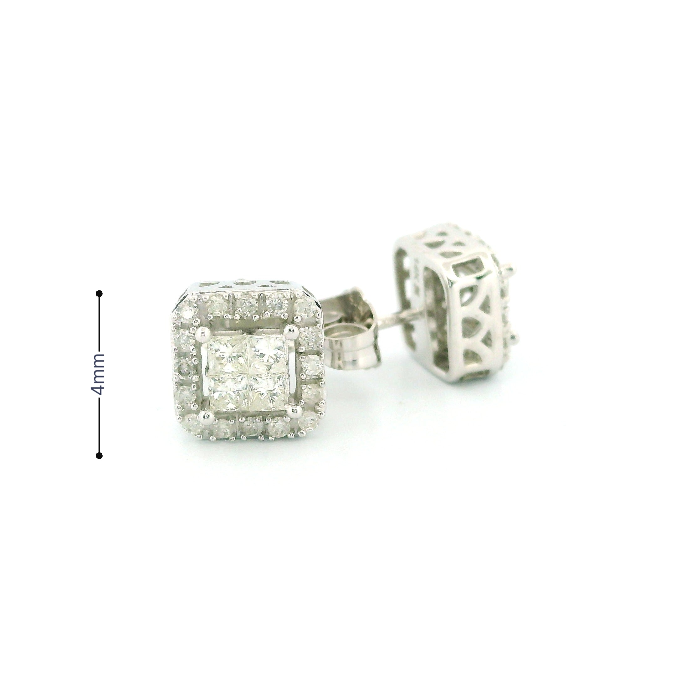 14k White Gold Diamond Earrings | 0.50ctw Round Natural Diamonds, 4mm