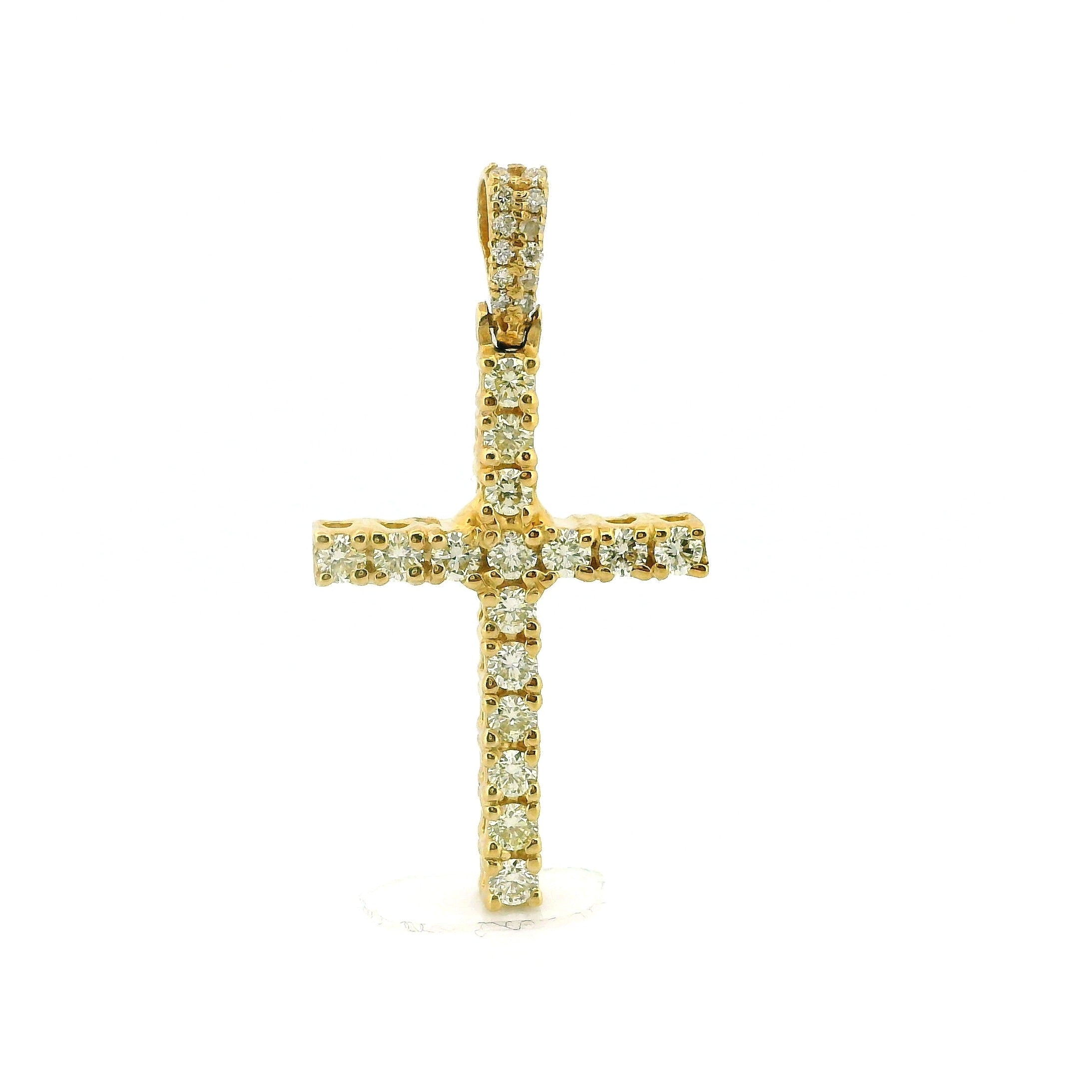 14k Yellow Gold Diamond Pendant | 1.60ctw Round Natural Diamonds, 30mm