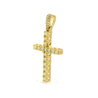 14k Yellow Gold Diamond Pendant | 1.60ctw Round Natural Diamonds, 30mm