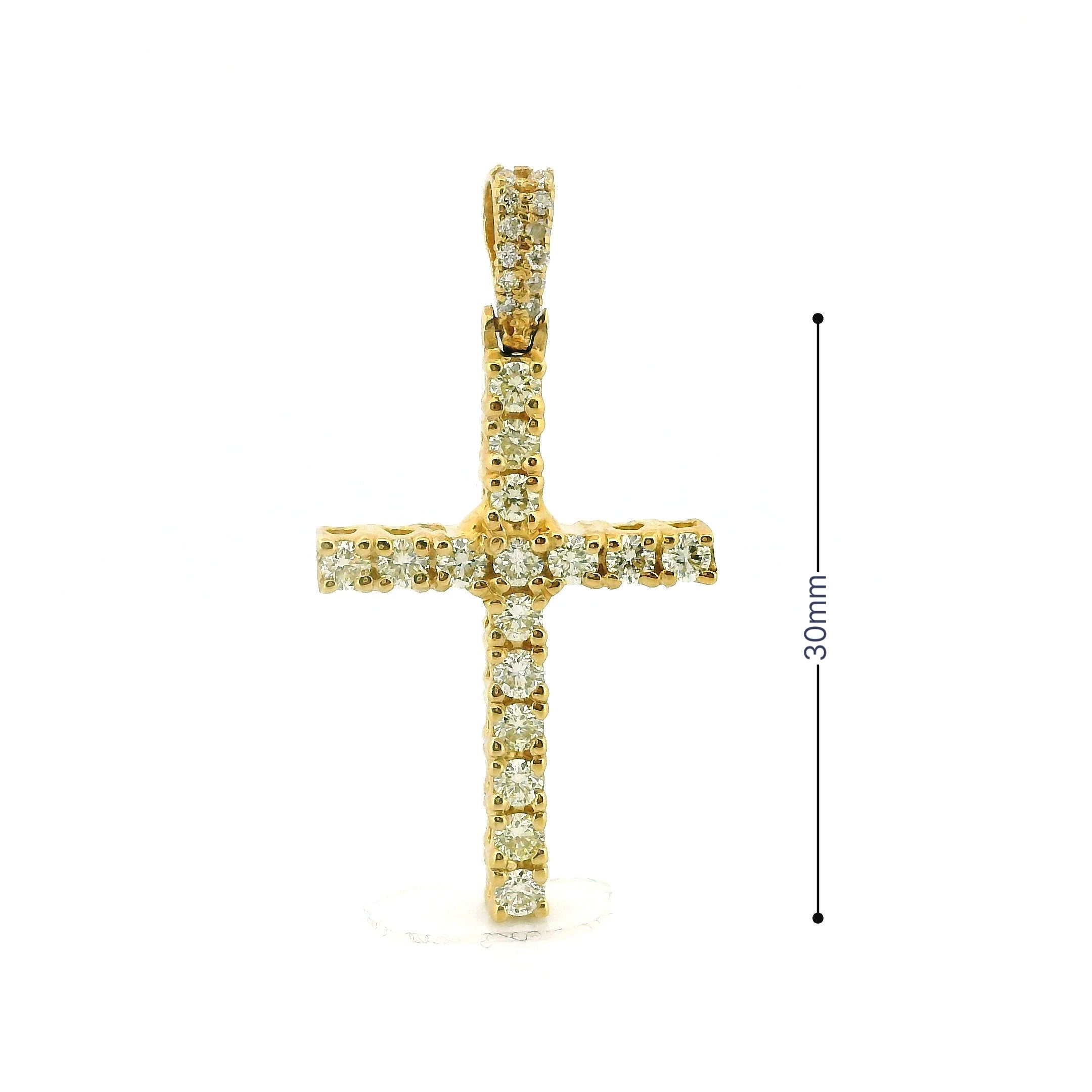 14k Yellow Gold Diamond Pendant | 1.60ctw Round Natural Diamonds, 30mm