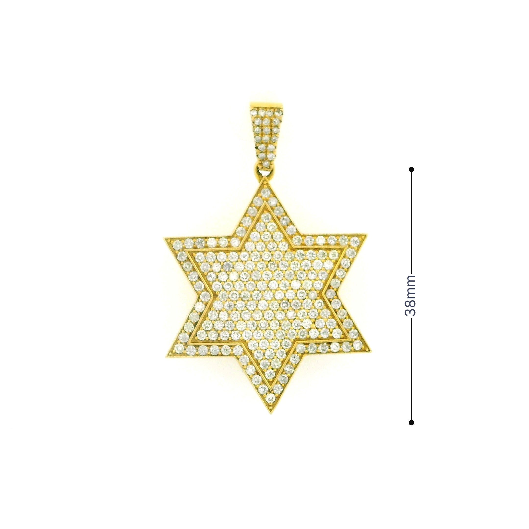 14k Yellow Gold Diamond Pendant | 5.50ctw Round Natural Diamonds, 38mm