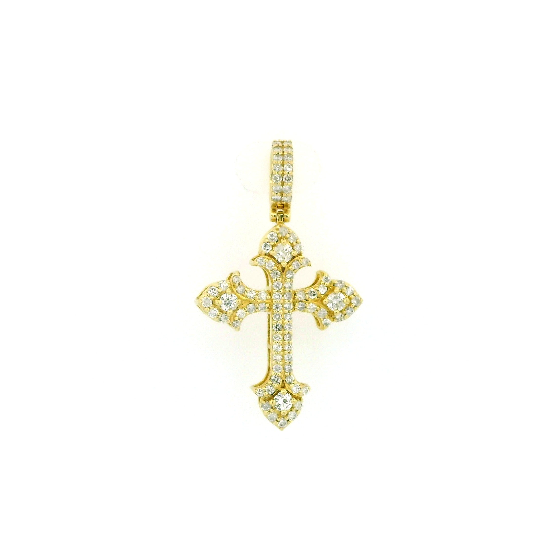14k Yellow Gold Diamond Pendant | 1.68ctw Round Natural Diamonds, 32mm