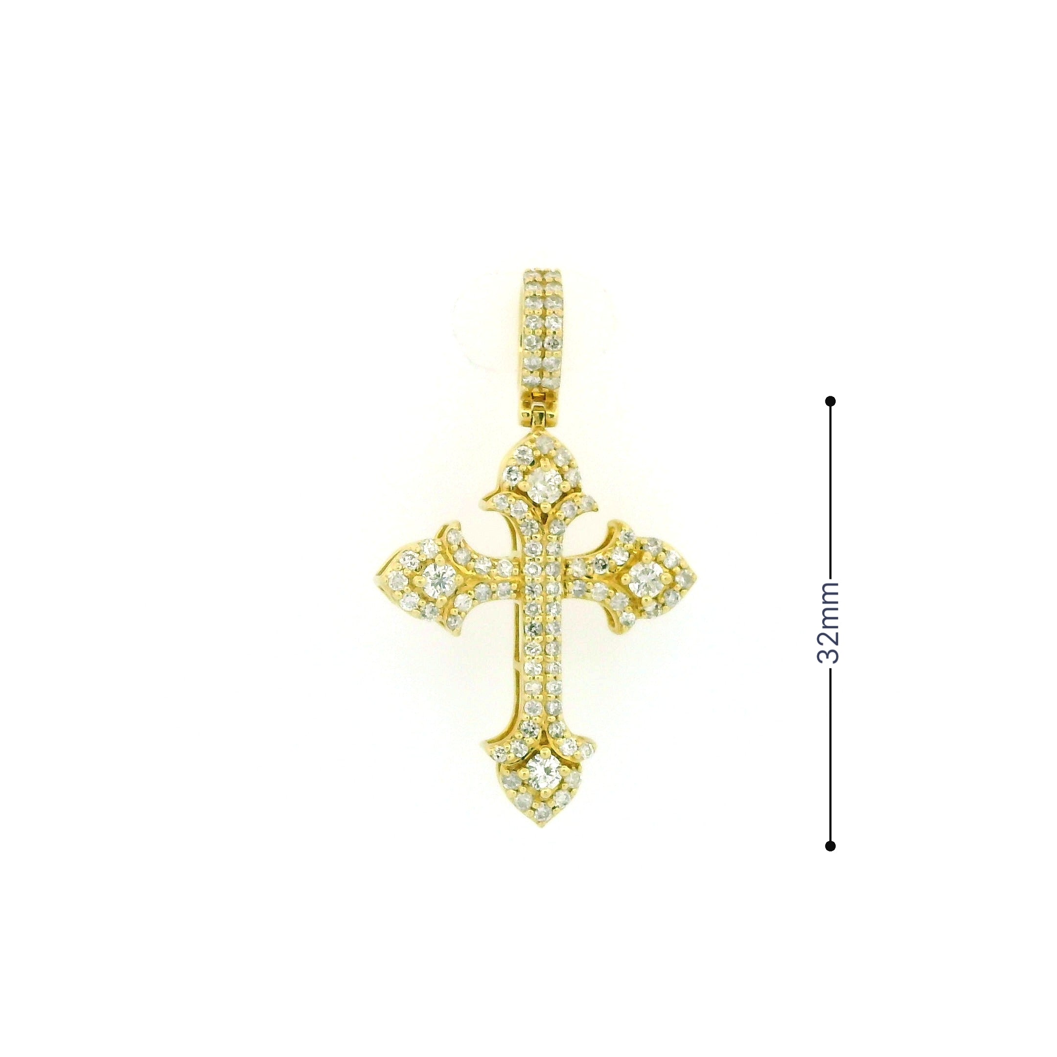 14k Yellow Gold Diamond Pendant | 1.68ctw Round Natural Diamonds, 32mm