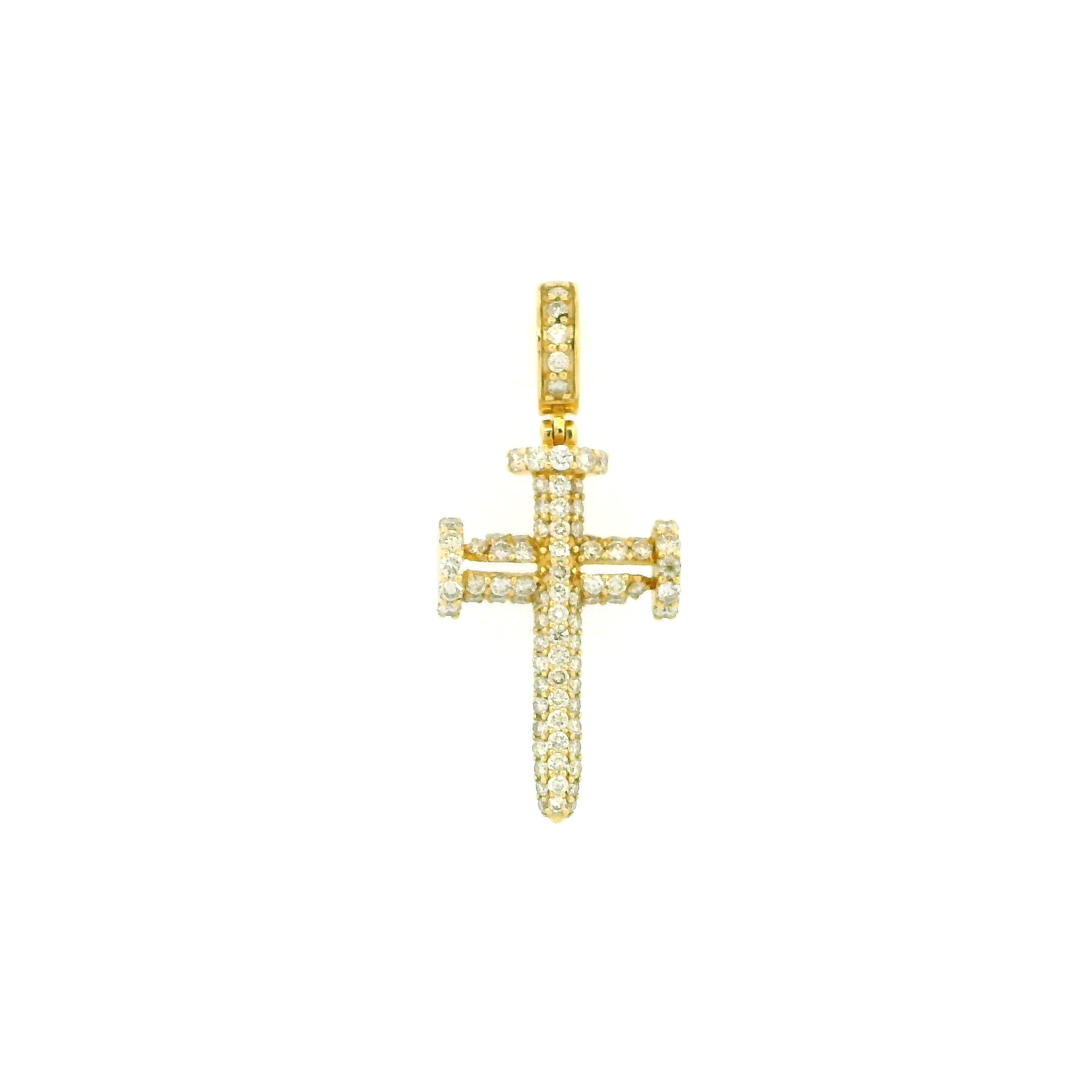 14k Yellow Gold Diamond Pendant | 1.64ctw Round Natural Diamonds, 28mm