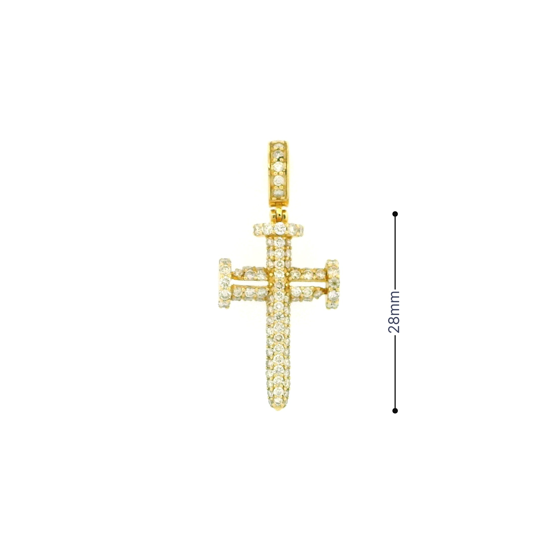 14k Yellow Gold Diamond Pendant | 1.64ctw Round Natural Diamonds, 28mm