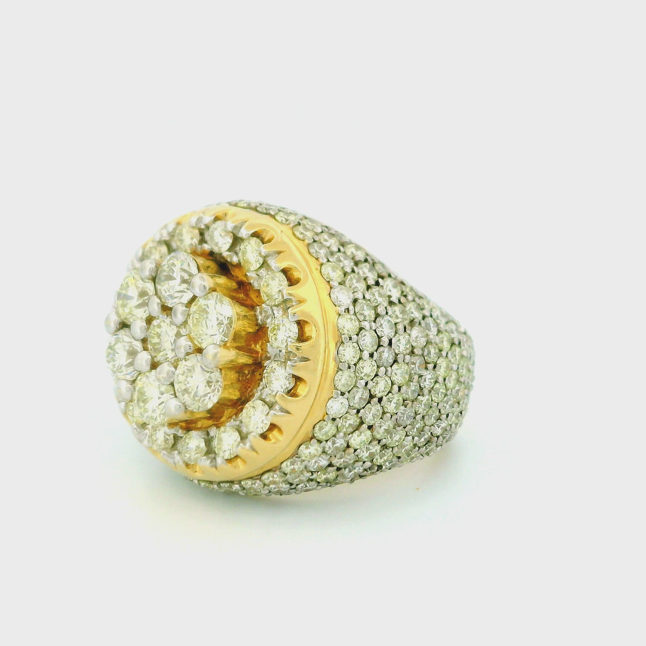14k Yellow Gold Men’s Champion Ring | 6.92ctw Natural White Diamond