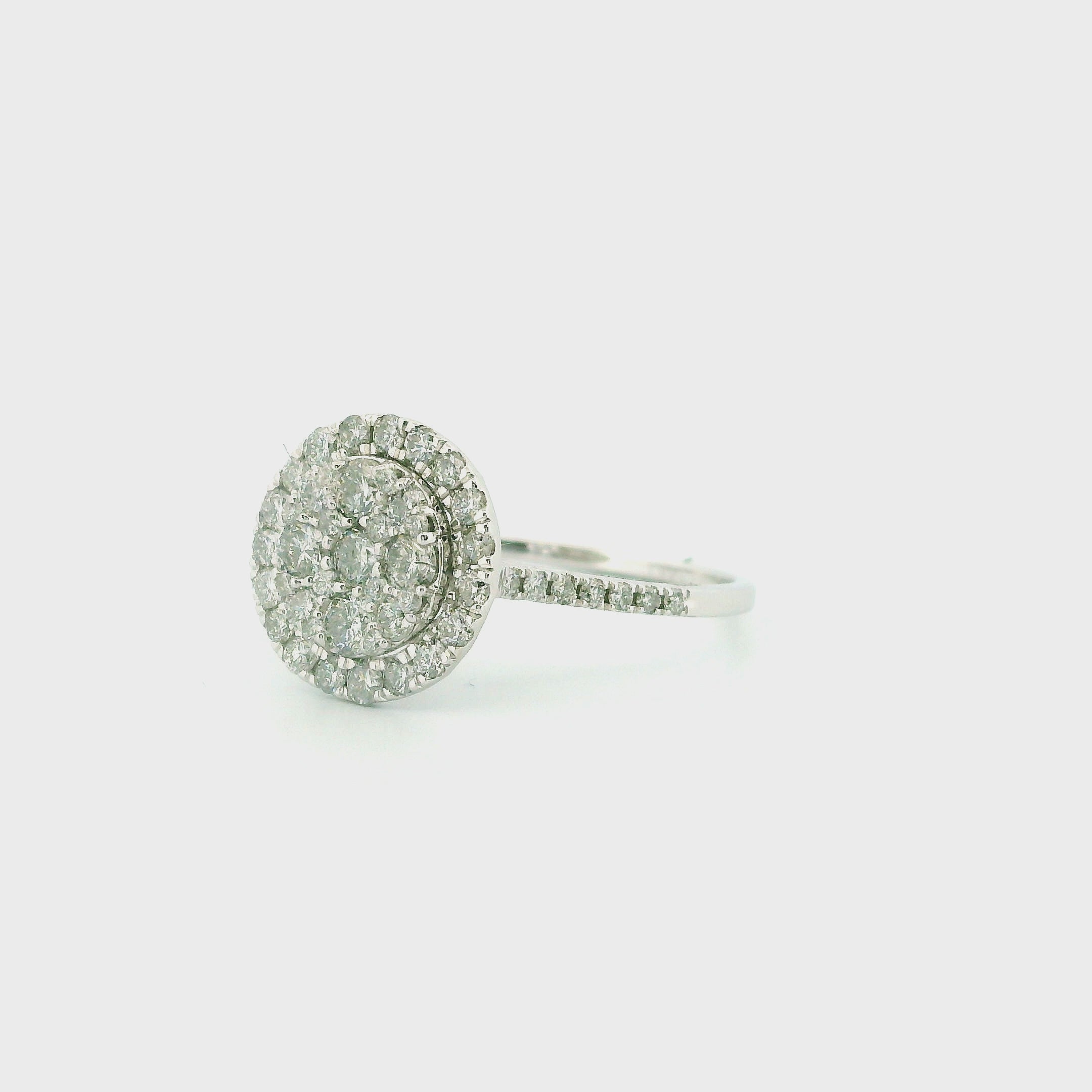 14k White Gold Women’s Diamond Ring | 1.04ctw Natural White Diamonds, 12mm