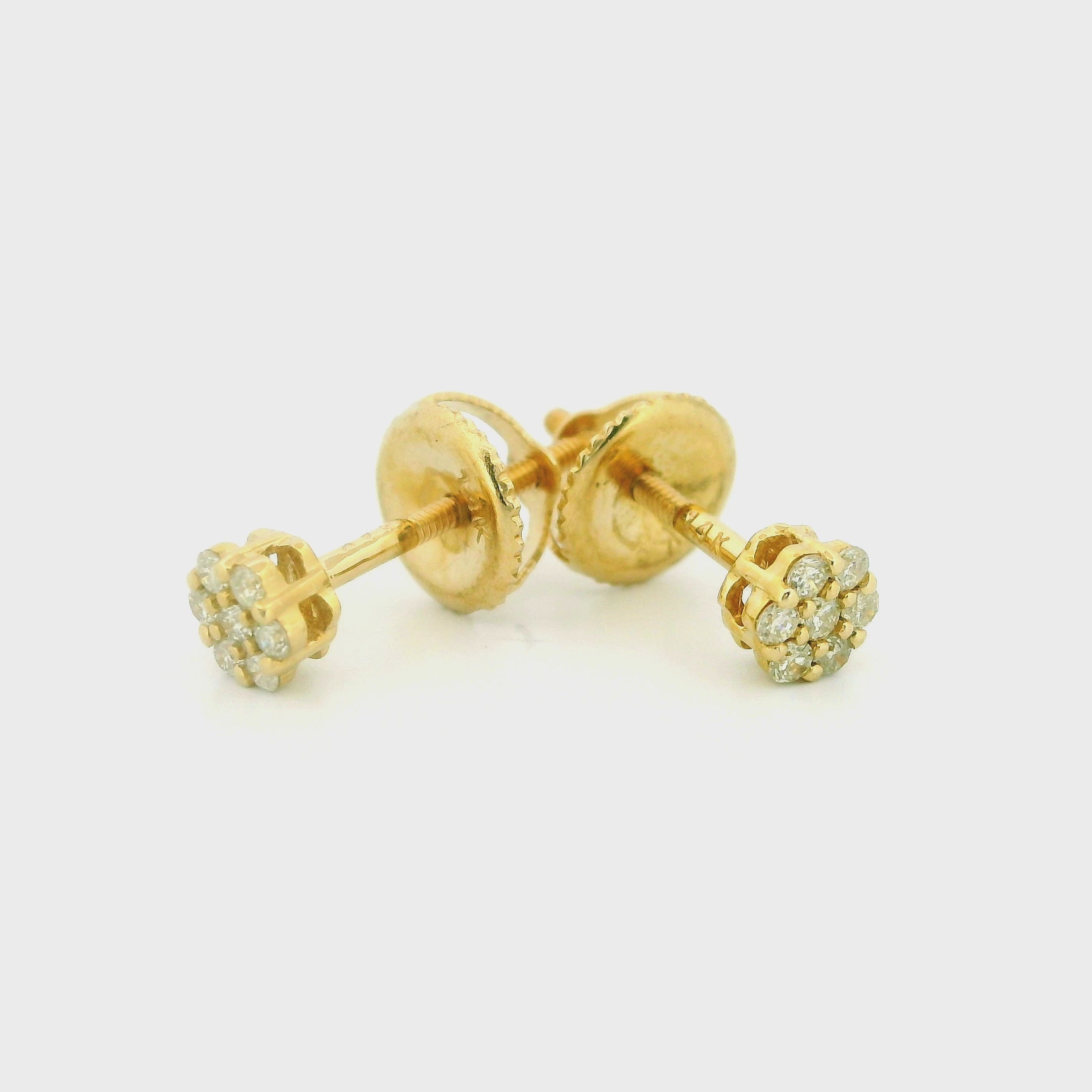 14k Yellow Gold Diamond Earrings | 0.15ctw Round Natural Diamonds, 4mm