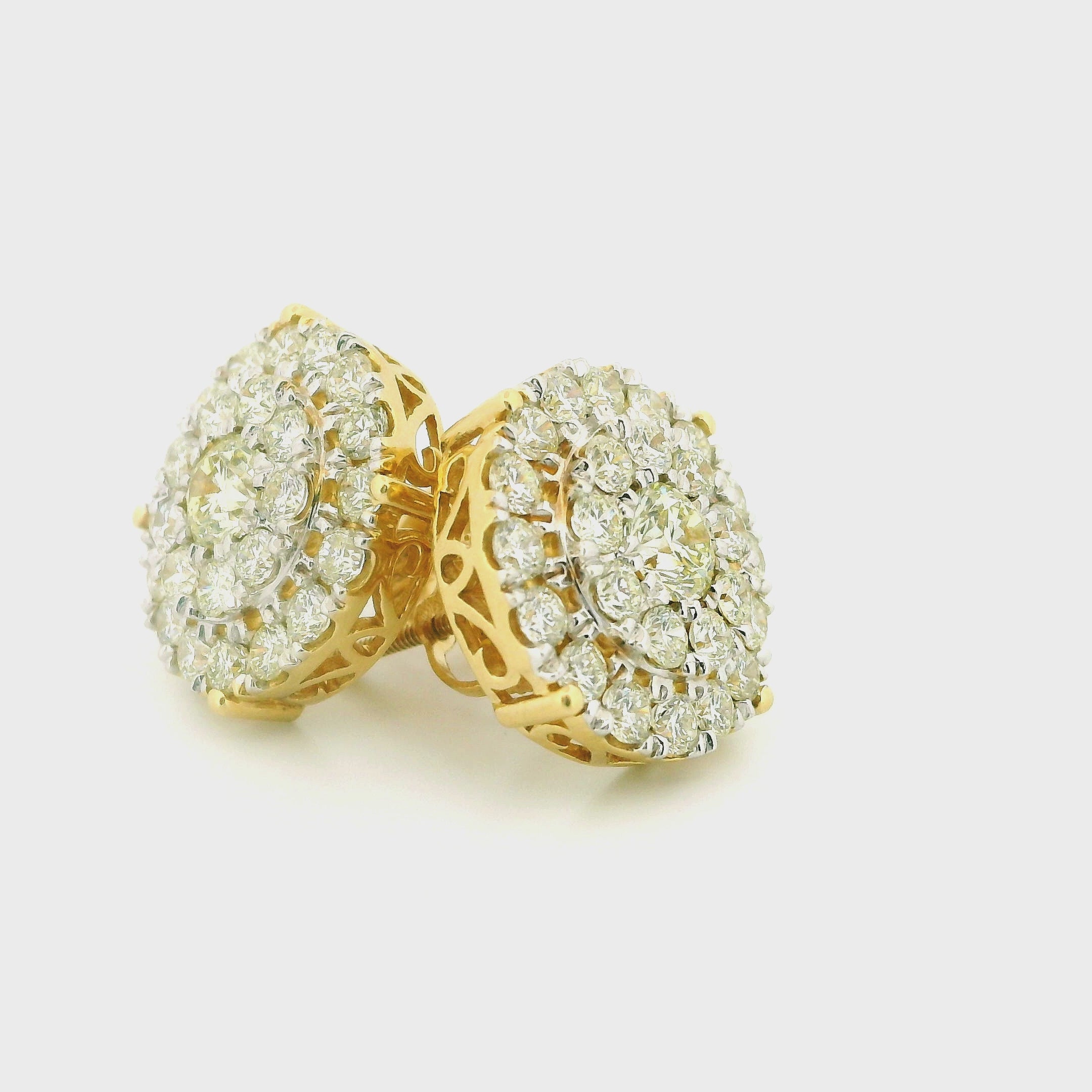 14k Yellow Gold Diamond Earrings | 2.63ctw Round Natural Diamonds, 14mm