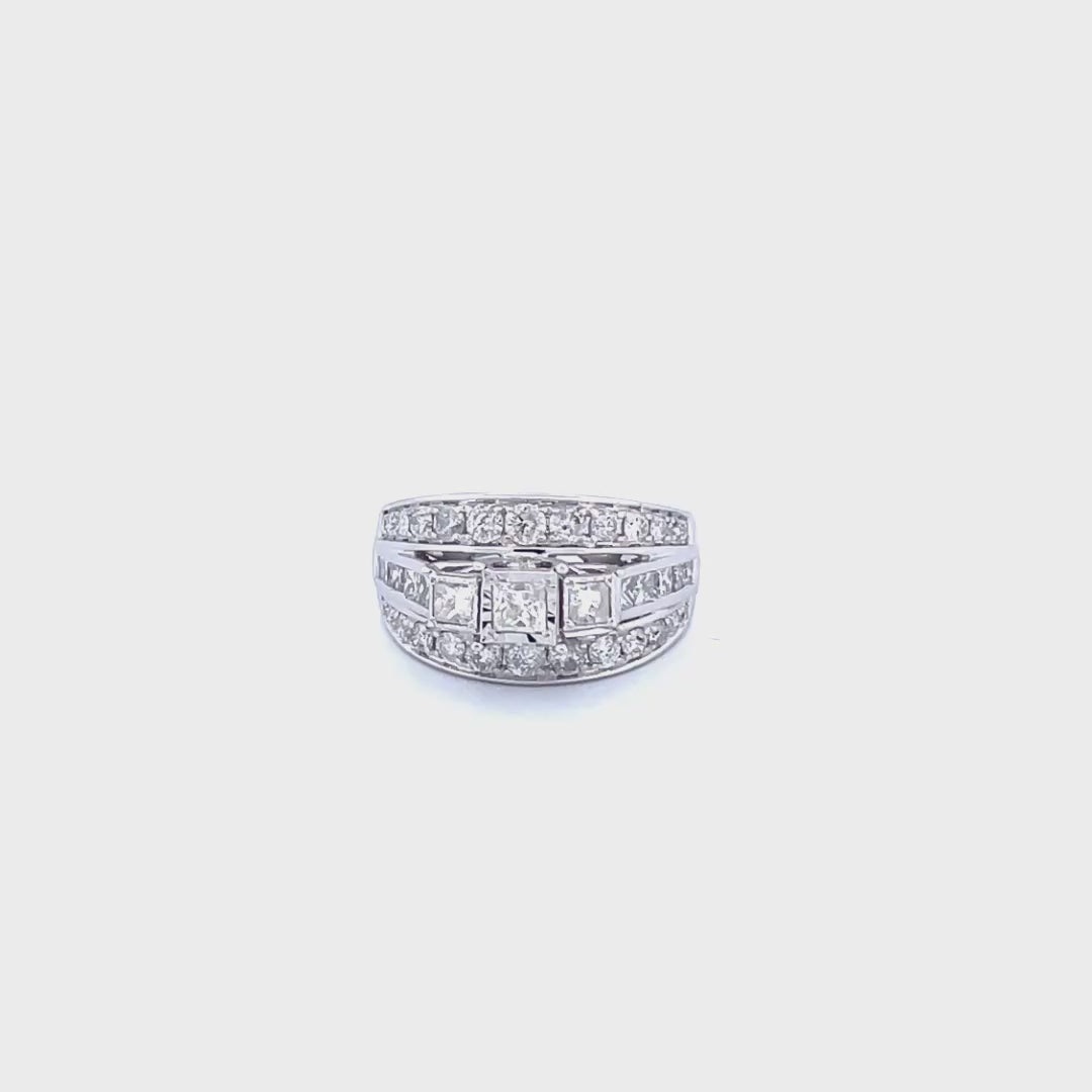 14K White Gold Women's Ring with 3.00CTW Natural White Diamonds