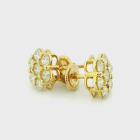 14k Yellow Gold Diamond Earrings | 1.56ctw Round Natural Diamonds, 9mm