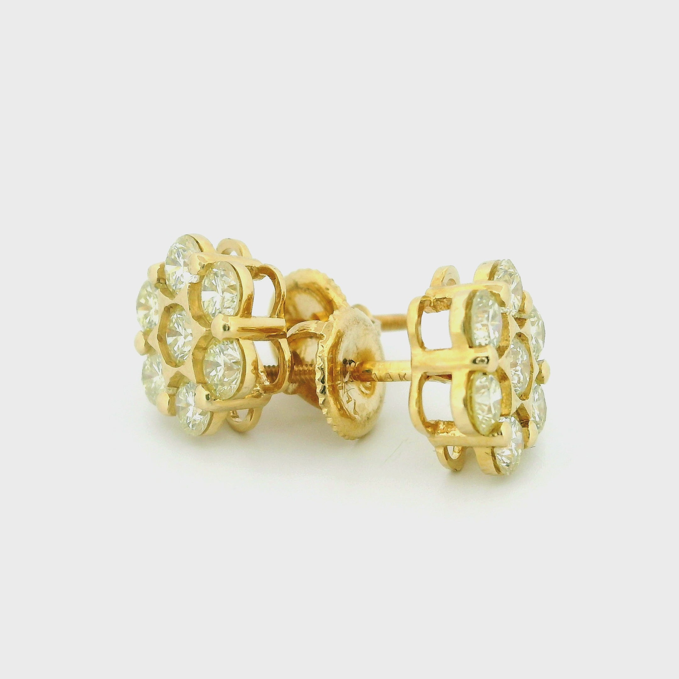 14k Yellow Gold Diamond Earrings | 1.56ctw Round Natural Diamonds, 9mm