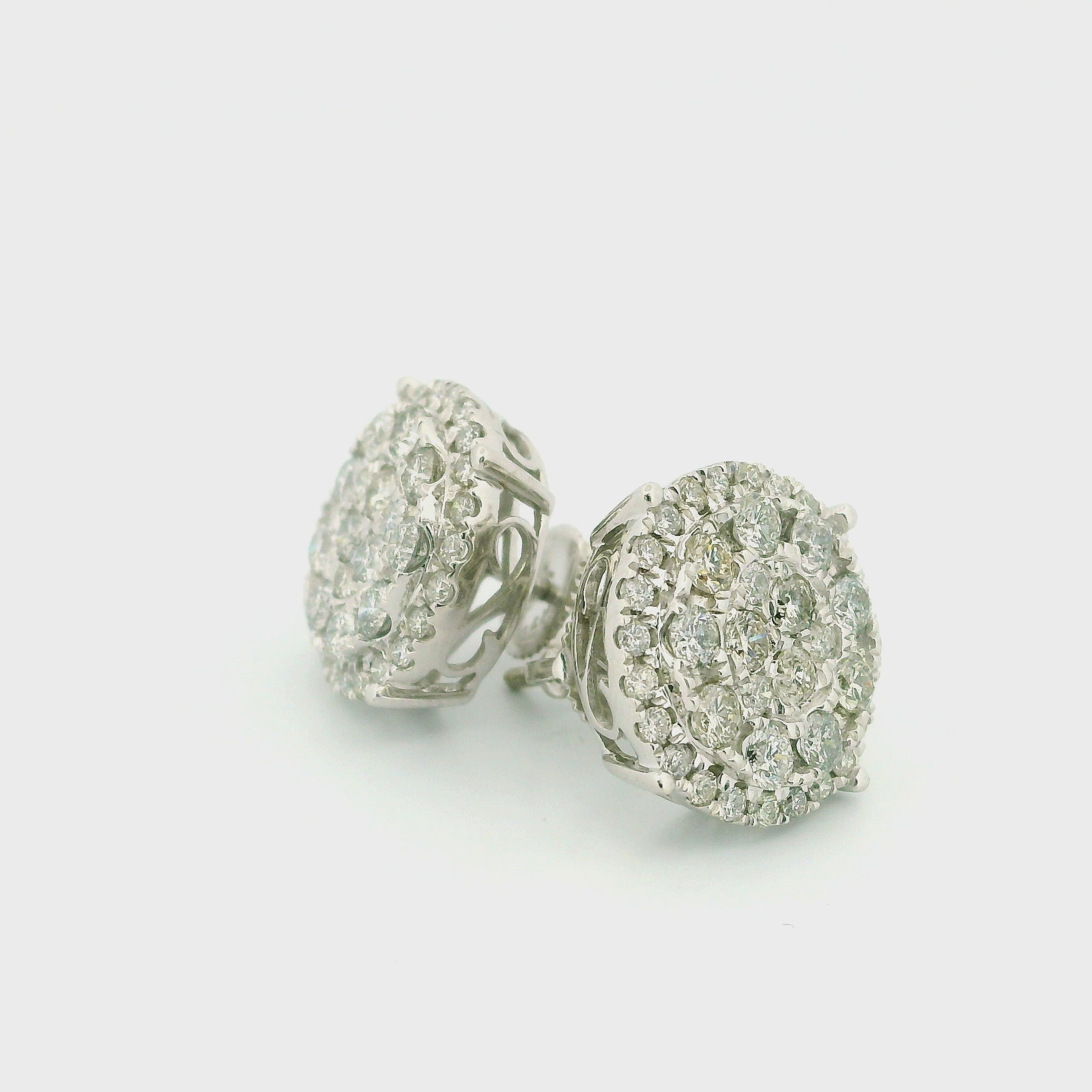 14k White Gold Diamond Earrings | 1.93ctw Round Natural Diamonds, 14mm