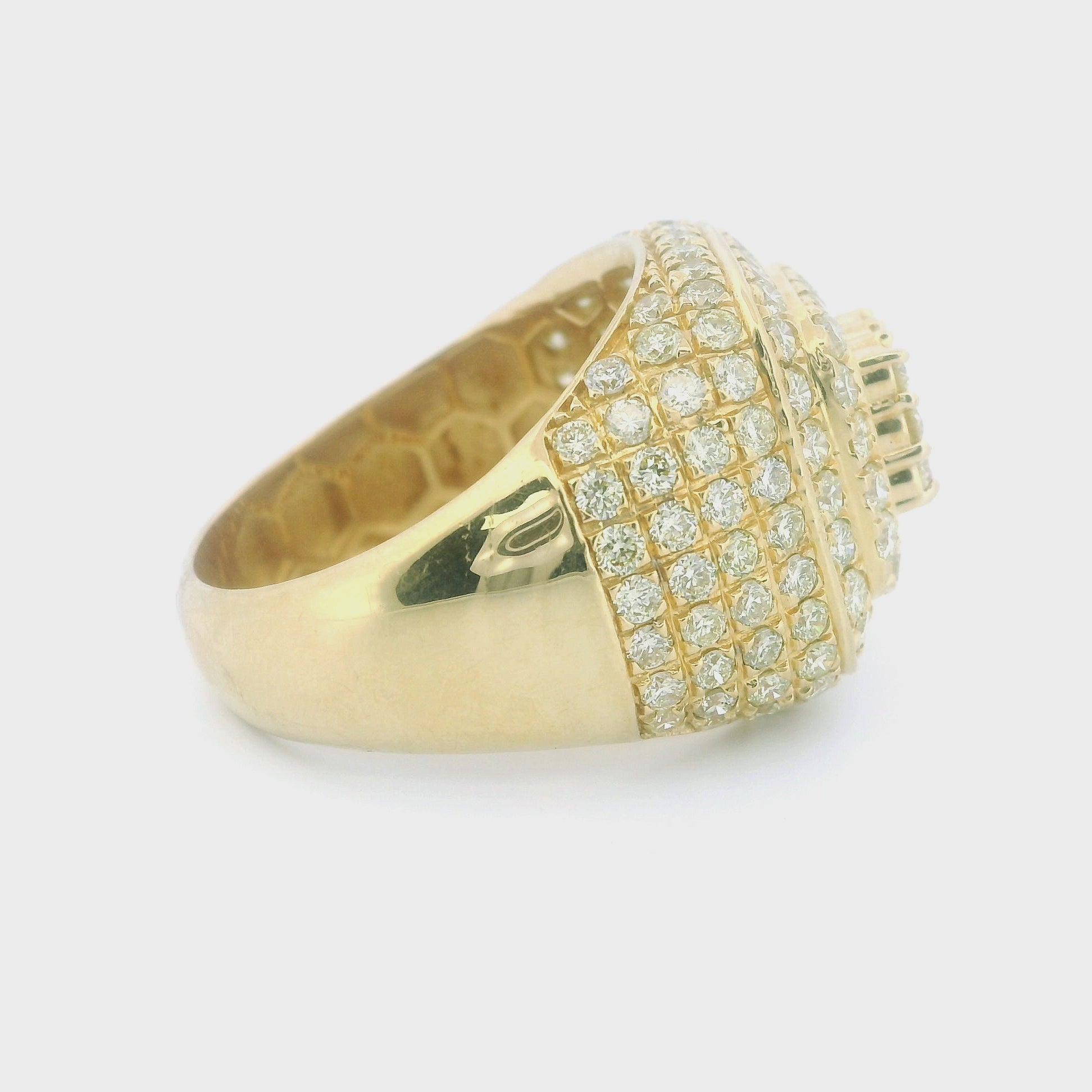 Men’s Champion Ring – 14K Yellow Gold with 4.35 Ctw Natural White Diamonds | Statement Luxury Ring