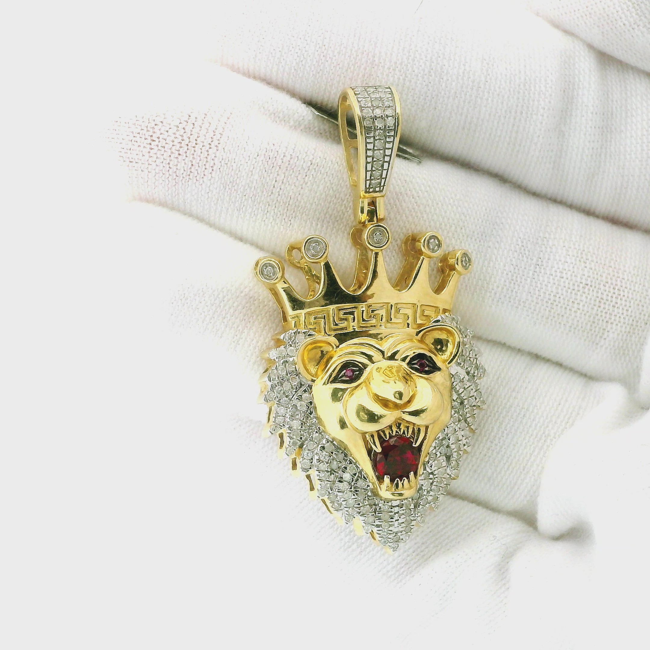 10k Yellow Gold Diamond Pendant | 0.45ctw Round Natural Diamonds, 34mm