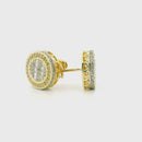 10k Yellow Gold Diamond Earrings | 0.62ctw Round & Baguette Natural Diamonds, 12.5mm