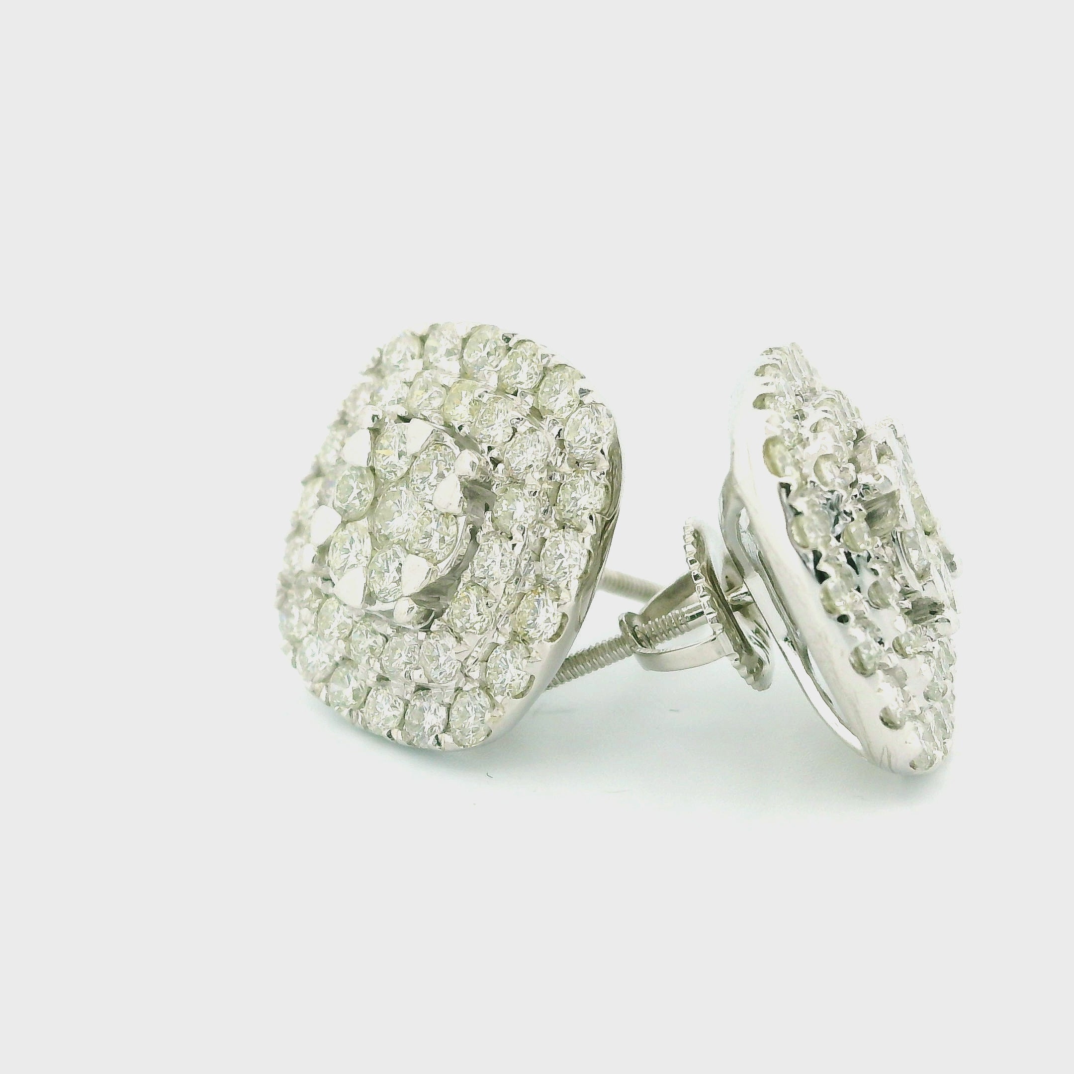 14k White Gold Diamond Earrings | 2.23ctw Round Natural Diamonds, 14mm