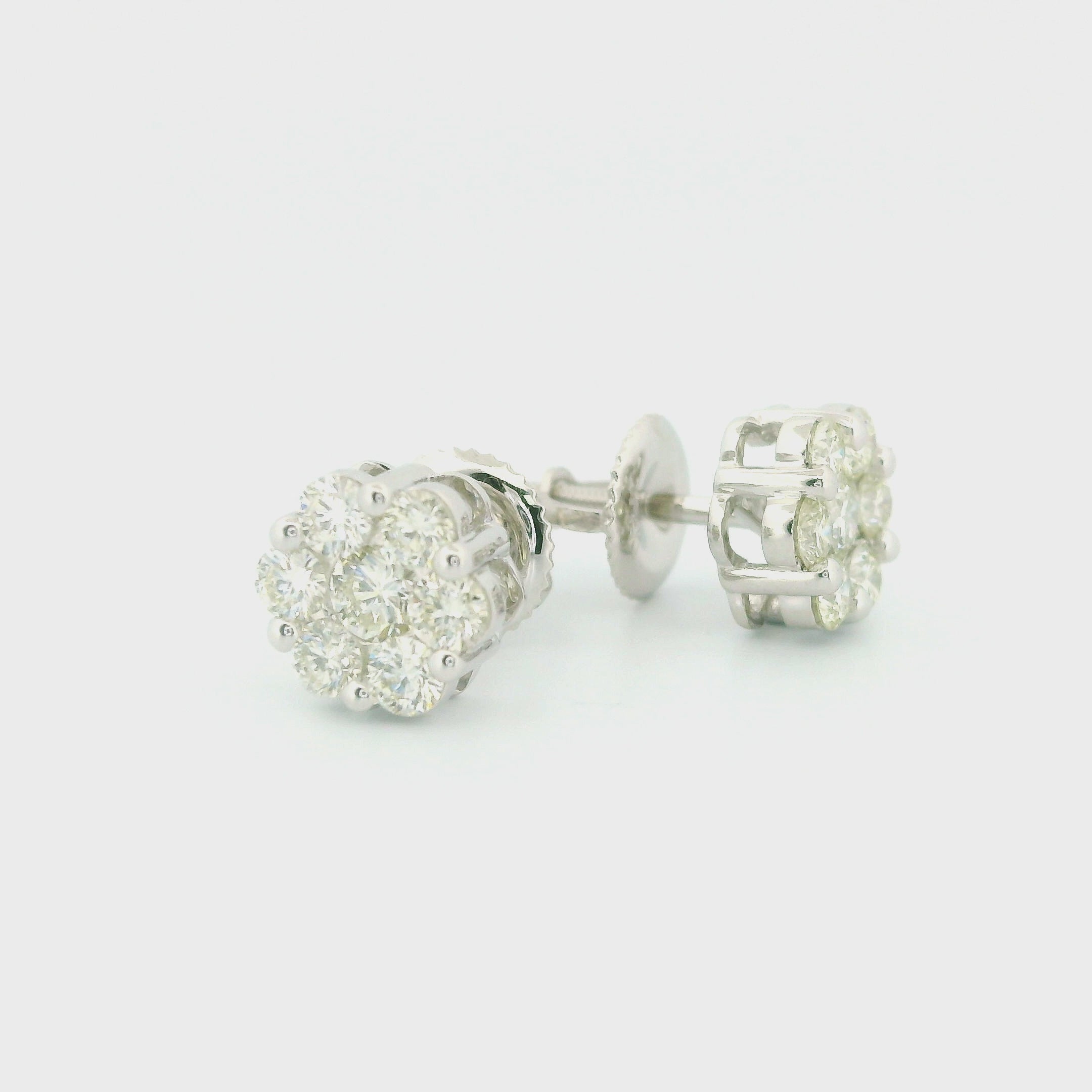 14k White Gold Diamond Earrings | 1.96ctw Round Natural Diamonds, 7mm
