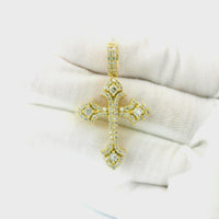 14k Yellow Gold Diamond Pendant | 1.68ctw Round Natural Diamonds, 32mm