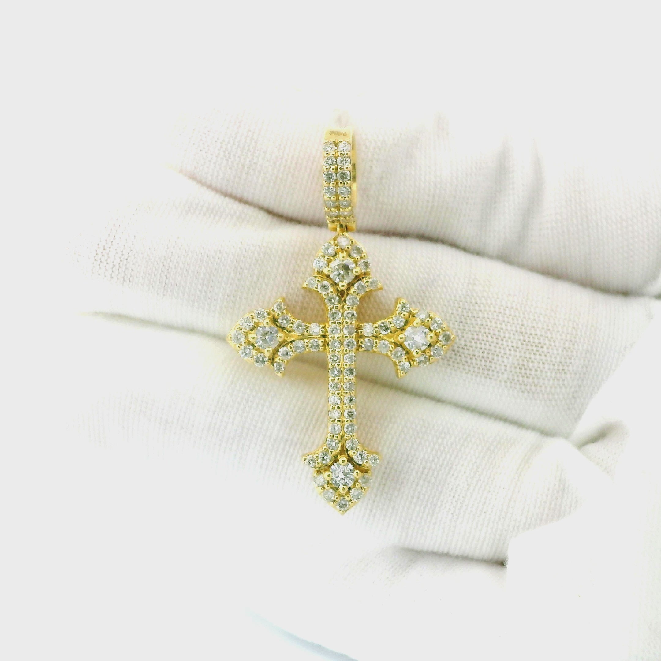 14k Yellow Gold Diamond Pendant | 1.68ctw Round Natural Diamonds, 32mm