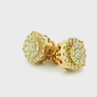 14k Yellow Gold Diamond Earrings | 1.47ctw Round Natural Diamonds, 12mm