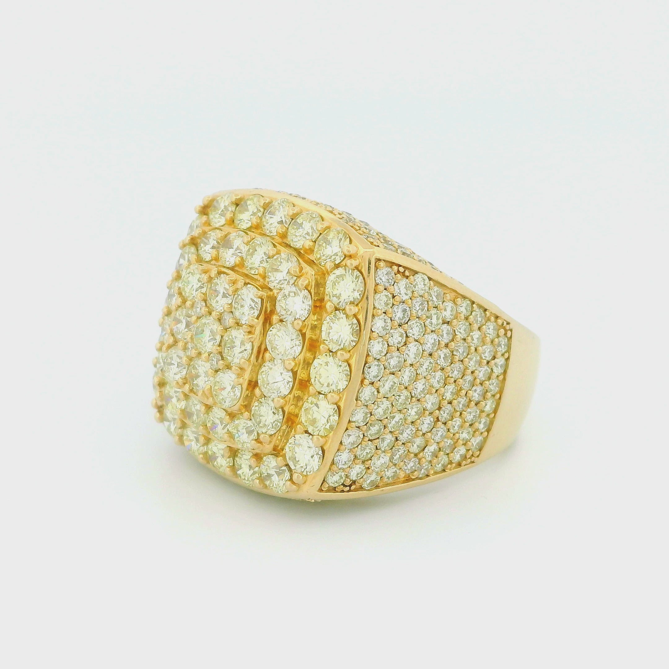 14k Yellow Gold Diamond Ring | 9.00ctw Natural Diamonds, Men’s Luxury Statement Ring