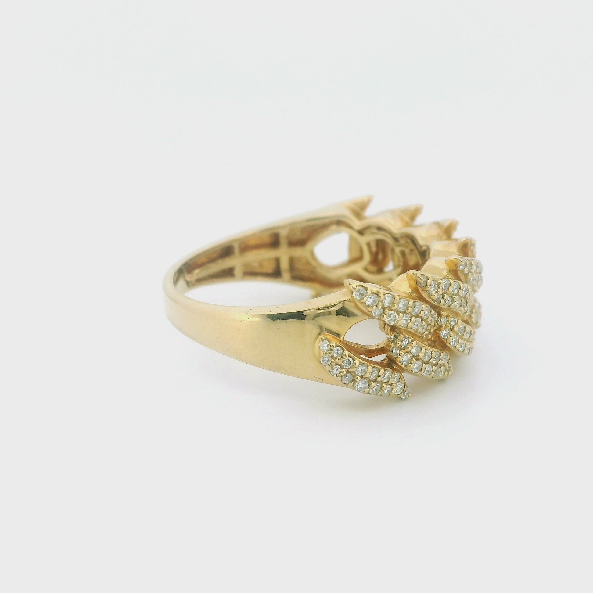 14K Yellow Gold Cuban Ring with 0.65 CTW Natural White Diamonds
