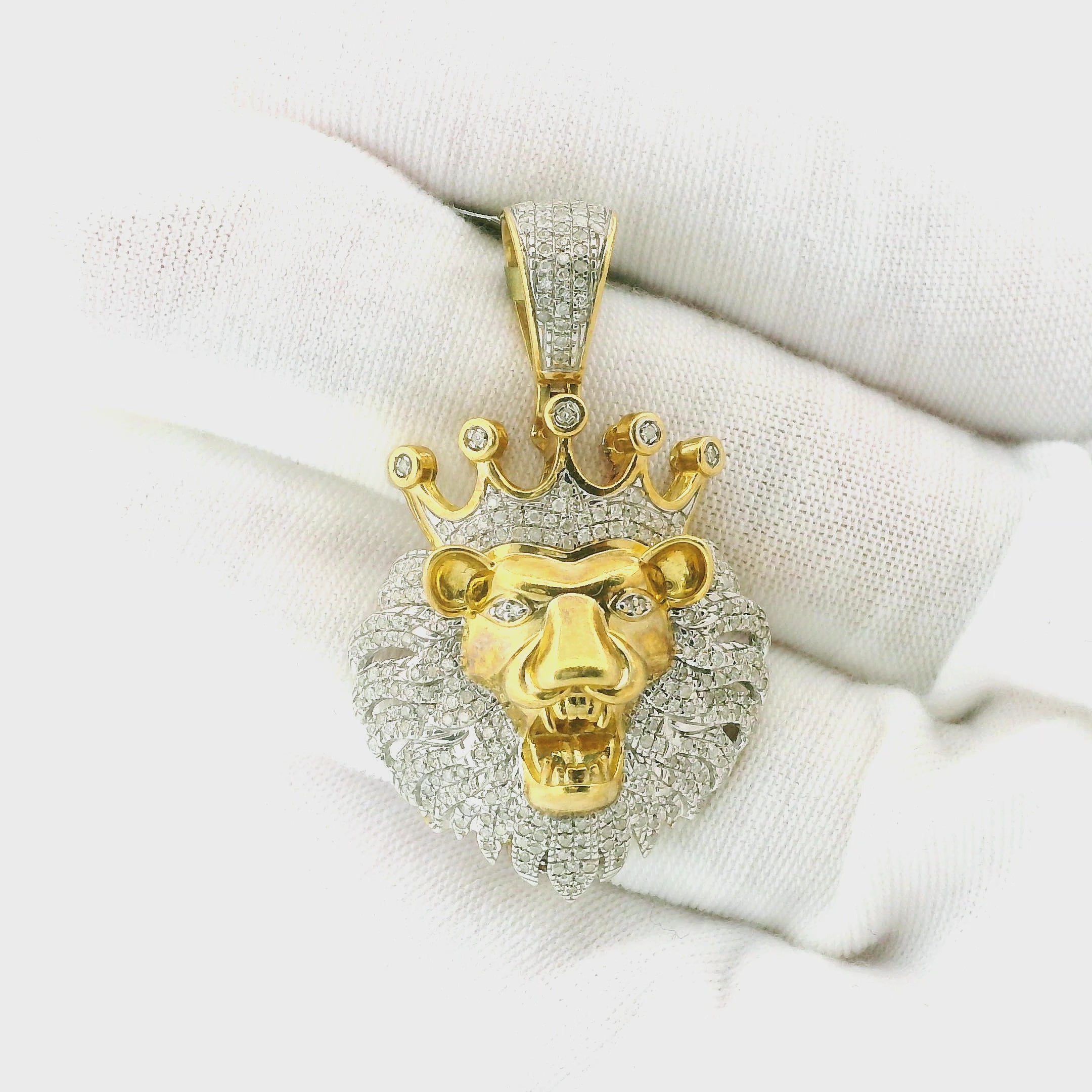 10k Yellow Gold Diamond Pendant | 0.58ctw Round Natural Diamonds, 30mm