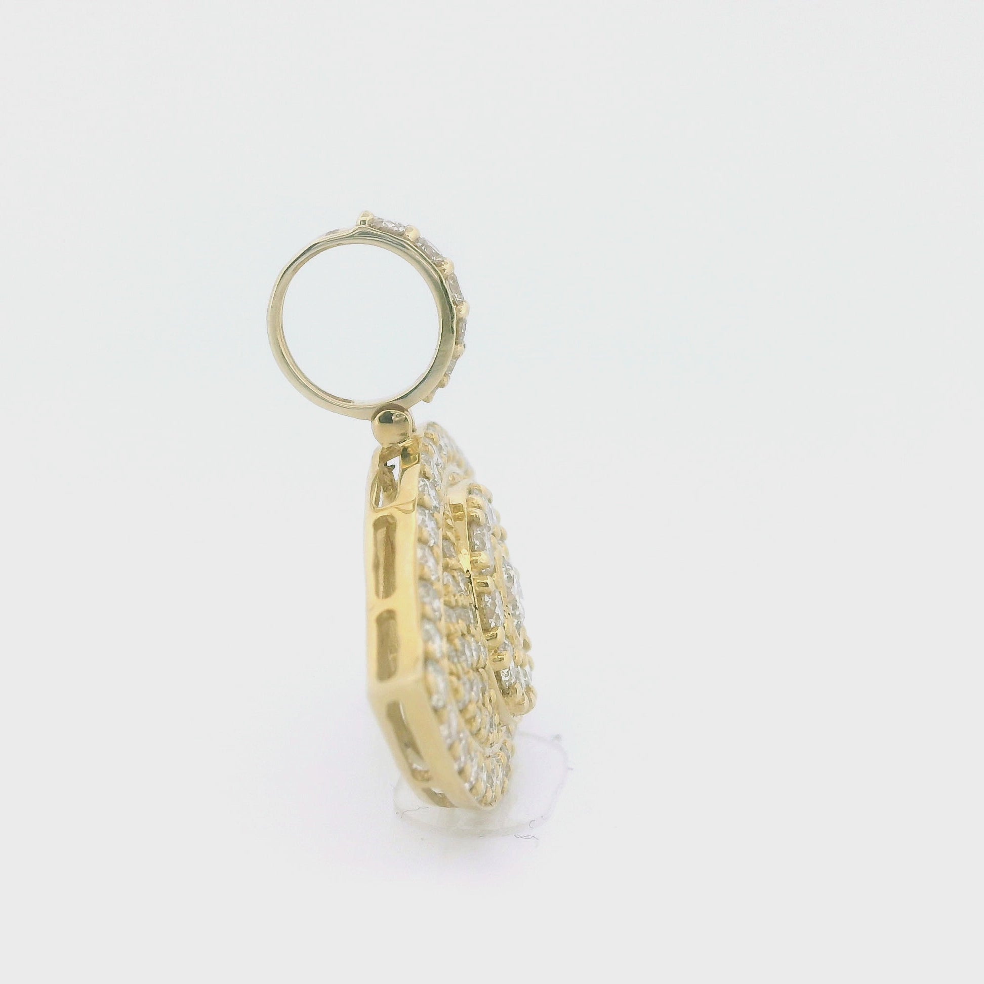 14K Yellow Gold Evil Eye Pendant with 6 Ctw Natural VS White Diamonds – Luxury Protection Amulet