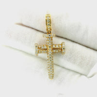 14k Yellow Gold Diamond Pendant | 1.64ctw Round Natural Diamonds, 28mm